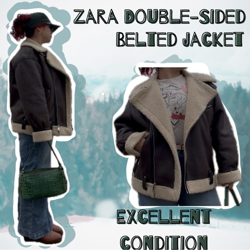 Zara Reversible Belted Jacket with Cream Accents